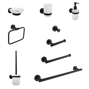 Ensemble de salle de bain en laiton massif moleté, fixé <span class=keywords><strong>au</strong></span> <span class=keywords><strong>mur</strong></span>, noir mat moderne, accessoires de luxe - Product Image 5