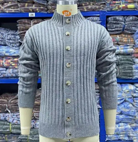 Cardigan en laine 100 % rayé à col en V pour homme, doublure en laine, personnalisable, vêtement de sport, manches longues, respirant, hiver 2025