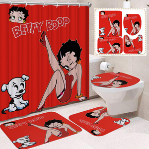 Rideau de douche en polyester rouge Pop Art Marilyn, rideau de salle de bain imprimé numériquement sur mesure, rideau de douche en polyester moderne en gros - Product Image 5