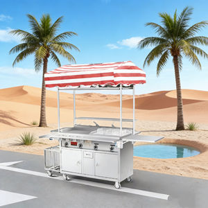 Rust Resistant 4 Wheel Mobile Snack <b>Food</b> Service Cart Stainless Steel Convertible Grill Built-In <b>Heater</b> Outdoor 2-Year Warranty - Product Image 3