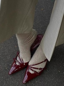 Wine Red Thin Belt Sandals High Heels for Dress Slingback Custom Pumps Women Shoes - Product Image 4