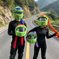 Housse de casque de moto en peluche en forme de tortue mignonne, extensible et élastique, avec longue sangle, pour la protection et la décoration du casque de moto