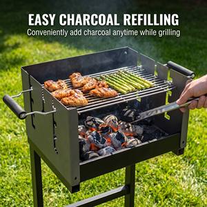 <span class=keywords><strong>Barbecue</strong></span> portable robuste au charbon de bois avec remplissage facile et poignées anti-brûlure pour jardin, camping et grillades - Product Image 2