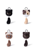 Accessoires porte-clés personnalisés en forme de chat, ours en peluche en coton, petit logo brodé, mignon mini chat blanc, jouet en peluche personnalisé, porte-clés