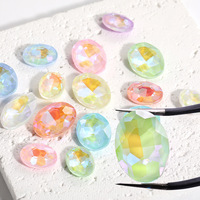 Strass ovales fluorescents couleur moka, pierres en verre cristal en forme d'œuf de pigeon, 50 pièces/sac, accessoires DIY pour vêtements et sacs, fabrication de bijoux