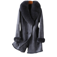 Manteau long d'hiver en fourrure pour femme PUDI, modèle CT189, col en fourrure de renard, doublure en fourrure de lapin, luxe vintage, laine épaisse non tissée, fourrure pleine peau