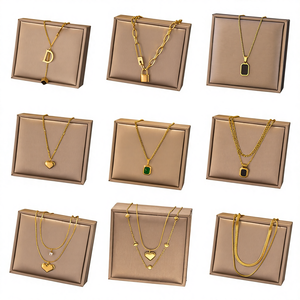 Collier pendentif tendance en acier inoxydable plaqué or 18 carats avec zircon, motif cœur et papillon, cadeau pour femme, vente en gros - Product Image 1