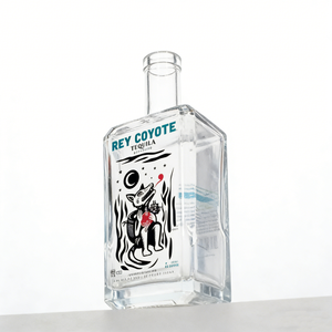 Botellas de Licor de Vidrio Vacías Únicas, Botella de Whisky Cuadrada de Vidrio Blanco de 750 ml con Calcomanía en Forma de Emperador para Ron, Vodka y Ginebra - Product Image 5