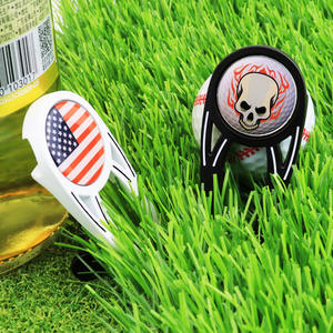 Regalos Only Edge Gold Stencil Divot Buntes personalizados Torneos personalizados Werkzeug Ship Golf Ball Marker Set - Product Image 3