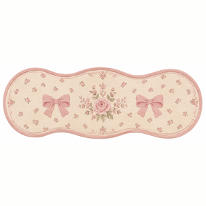 Tapis moderne en polyester rose mignon à motif animalier avec nœud et roses, lavable et antidérapant, pour chambre de filles, chambre d'enfant et décoration intérieure - Product Image 2