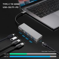 Hub USB-C 7 en 1/8 en 1 con HDMI 4K, Carga PD, USB 3.0, Lector de Tarjetas SD/TF, Estación de Acoplamiento Multipuerto para MacBook