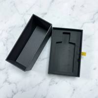 Boîte à parfum de luxe personnalisée noire mate avec logo plume en feuille d'or, emballage haut de gamme pour parfum, coffret cadeau avec insert en EVA