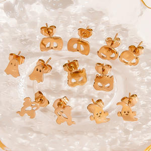 Stainless Steel Stud Earrings Ghost Cartoon Design Rose Gold Halloween Fashion Jewelry For Women - Product Image 3
