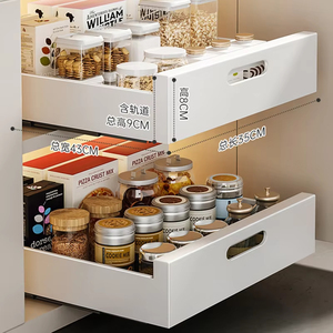 Organisateur de tiroir coulissant pour cuisine avec bandes adhésives, tiroir coulissant en acier au carbone pour armoire de cuisine ou de salle de bain - Product Image 2