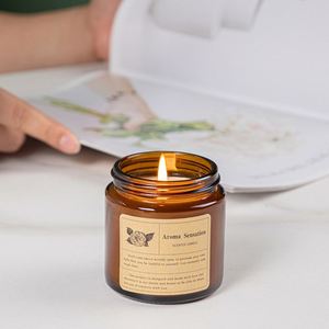 Vela aromática de soja en frasco de vidrio ámbar con tapa, de combustión limpia, en varios tamaños, para dormitorio, baño, spa, relajación, decoración del hogar y mesa. - Product Image 3