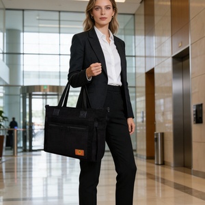 Bolso Tote de Pana con Cierre Grande, Estilo Vintage, para Viajes Diarios al Trabajo, Ligero, para Maestras, Enfermeras, con Compartimento para Laptop de 15.6 Pulgadas - Product Image 1