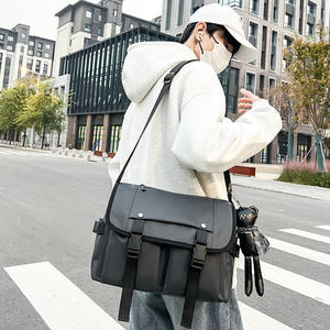 Korean Style Casual Unisex <b>Bag</b> Large Capacity Workwear Outdoor <b>Shoulder</b> <b>Bag</b> PU Leather Commute Travel Crossbody <b>Bag</b> - Product Image 4