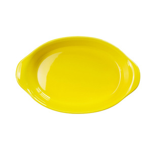 Plat <span class=keywords><strong>de</strong></span> cuisson ovale simple à double poignée en céramique, résistant au micro-ondes, avec glaçure colorée, pour gratins - Product Image 4