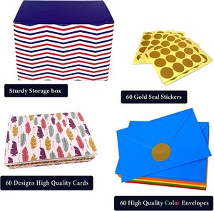 60 Thiết Kế Độc Đáo 4X6 Inch Thẻ Ghi Chú Trống Thiệp Chúc Mừng Tất Cả Các Dịp Với Phong Bì Màu Và Con Dấu Vàng - Product Image 6