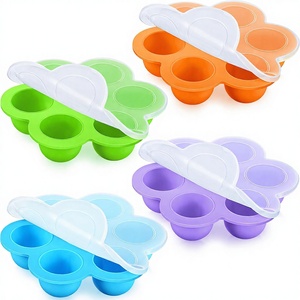 Molde de silicona apilable y reutilizable para cubitos de hielo con tapa, apto para alimentos, para leche de bebé, frutas y alimentación con paleta. - Product Image 1