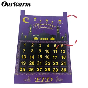 Ourwarm пользовательские Calendrier 30-ти дневной приход комплекса предпусковых операций Рамадан украшения аль‐фитр Войлок ИД Мубарак календарь