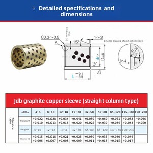 JDB Douille en <span class=keywords><strong>laiton</strong></span> autolubrifiante sans huile, diamètre intérieur 12 mm, type colonne droite, roulement résistant à l'usure pour guide de moule - Product Image 3