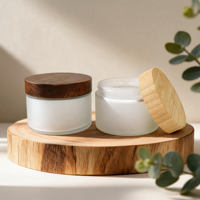 Pots en verre blanc de 1 oz et 3 oz et flacons de shampoing et de lotion en plastique avec couvercles à pompe en bambou – Idéal pour la maison, le spa et les voyages