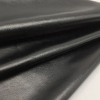 Tissu en cuir PU noir imperméable personnalisé sans PFAS, tissu en similicuir pour vêtements, tissu en cuir synthétique