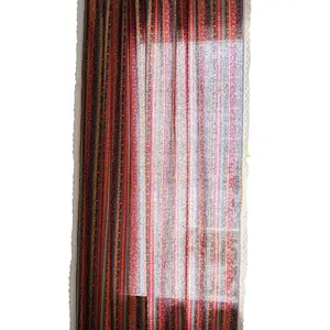 American boho style red hot gold striped cotton linen print semi-transparent living room curtains