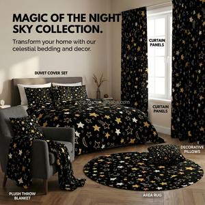 Özel Baskılı Dikişsiz Siyah Altın Yıldız Desenli Yumuşak Sıcak Ev Dekorasyonu Vakumlu Paketlenmiş Flanel Polar Battaniye Toptan Satış İçin - Product Image 5