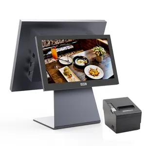 2022 Beste 15.6 Inch Monitor Touch Screen Pos-systeem Dual Screen Pos Pc Met 80Mm Thermische Printer