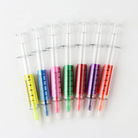 Seringue de presse en plastique portable avec logo personnalisé stylos à bille créatif stylo à aiguille avec nouveauté liquide multicolore stylo promotionnel