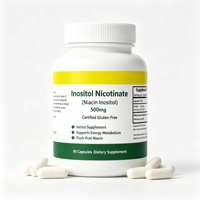 Capsules de supplément d'inositol OEM, nicotininate d'inositol (CAS 6556-11-2), 500 mg de niacine sans rinçage, antioxydant pour adultes, métabolisme énergétique