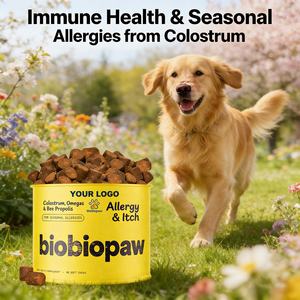 Vente chaude aux États-Unis et en Europe, OEM/ODM, friandises anti-allergiques et anti-démangeaisons pour chiens, compléments alimentaires pour chiens souffrant de démangeaisons cutanées et auriculaires avec <span class=keywords><strong>propolis</strong></span> d'abeille + probiotiques - Product Image 3