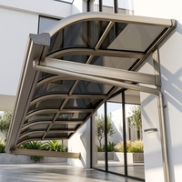 Auvent en alliage d'aluminium durable avec plaque en polycarbonate résistante aux UV, abri motorisé contre la pluie pour porte, patio, balcon, terrasse