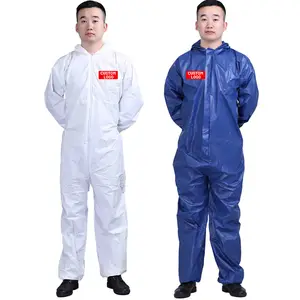 النوع 5 6 لون أبيض مقاوم للماء ملابس آمنة بدلة واقية من المواد الخطرة الصغيرة المسامية PP PE