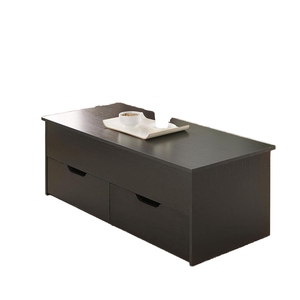 Home Source Modern Lift Top Panel negro Mesa de centro de abedul Marco de hierro Tapa pivotante Bloqueo Admite 2 cajones de almacenamiento grandes - Product Image 1