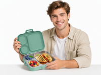 Boîte à lunch bento en acier inoxydable à 3 compartiments, anti-fuite, sans BPA, matériau alimentaire chauffable, boîte à lunch en métal pour enfants