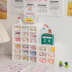 <b>Storage</b> <b>Drawers</b> Transparent Stackable Desktop Organizer <b>Plastic</b> 33x15x85cm Five Layers For Desk Neatening - Product Image 2