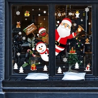 Autocollants de fenêtre flocon de neige amovibles, décorations de Noël pour la maison, les vitrines, les bureaux, les fêtes de Noël, autocollants de scène du Père Noël, décorations murales d'hiver