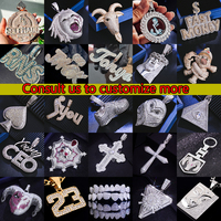 Vente en gros Pass Diamond Tester Moissanite A-Z Initial Pendentif 925 Sterling Silver Iced Out Bijoux Hip Hop Lettre Pendentif pour Hommes
