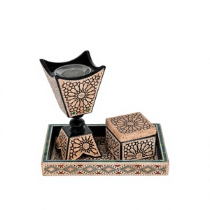 Ensemble brûleur d'encens en bois de santal éco-responsable fait main avec plateau et boîte pour la décoration de la maison et du bureau - Product Image 4