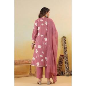 Handmade Women Floral Print Straight Kurta & Pants Set With <b>Trousers</b> & Dupatta Bulk Product Daily Wear Dress for Women - Product Image 2