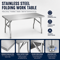 Plan de travail pliable en acier inoxydable robuste, gain de place, table de préparation pour la restauration et la cuisine