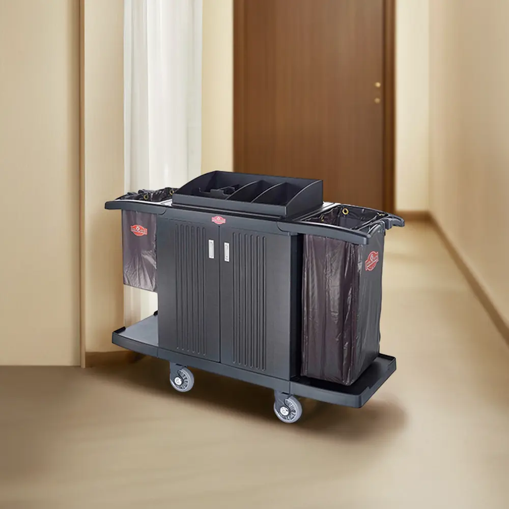 Rubbermaid Commercial High-Security Healthcare Cleaning Cart Assemble Plastic Housekeeping Trolley Maid Laundry Cart for Hotel