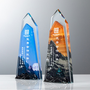 Customized Crystal <b>Trophy</b> 10x24cm Laser <b>Engraved</b> Digital Printing Durable Conference Business Gift - Product Image 5
