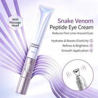 Crème anti-rides pour les yeux au peptide de venin de serpent, applicateur de massage électrique en métal pour les poches sous les yeux et les ridules