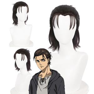 Peluca de Cosplay de Eren Jaeger de Ataque a los Titanes/Shingeki No <span class=keywords><strong>Kyojin</strong></span>, Color Marrón, Versión Corta, de Ainizi Anime - Product Image 1