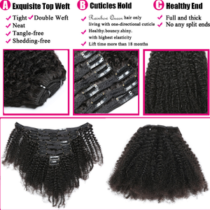 La migliore vendita di capelli umani brasiliani grezzi Extension per donne nere Remy Afro-kc clip In capelli umani Extension - Product Image 4