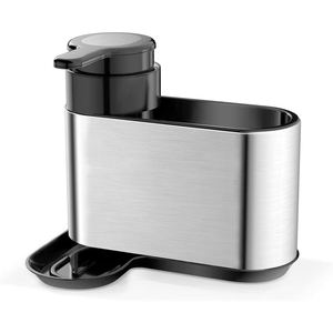 Organizador de Fregadero de Cocina de Acero Inoxidable con Dispensador de Jabón, Diseño Clásico Plateado, Estante de Almacenamiento Desmontable - Product Image 1